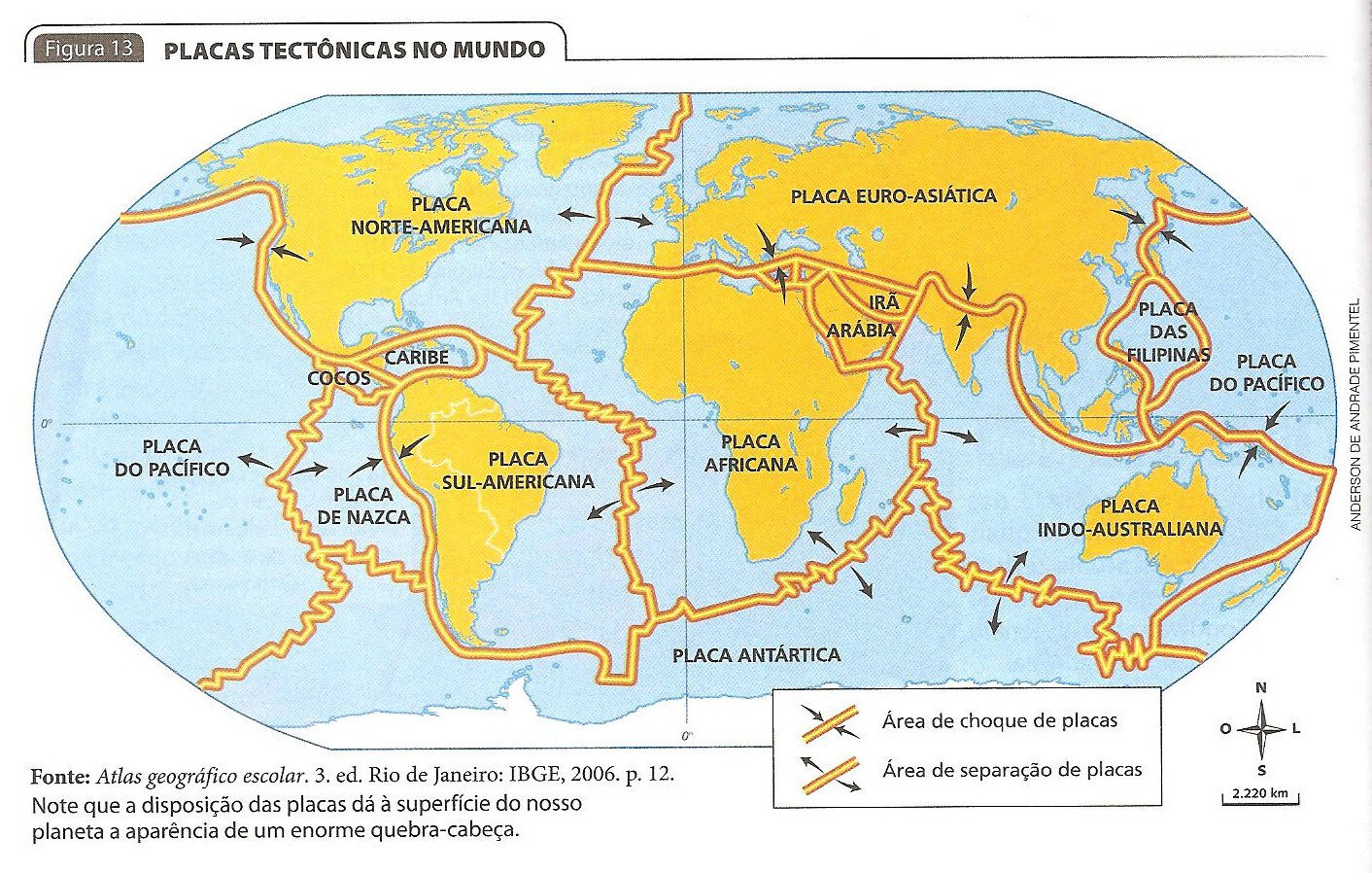 Placas tectônicas na litosfera