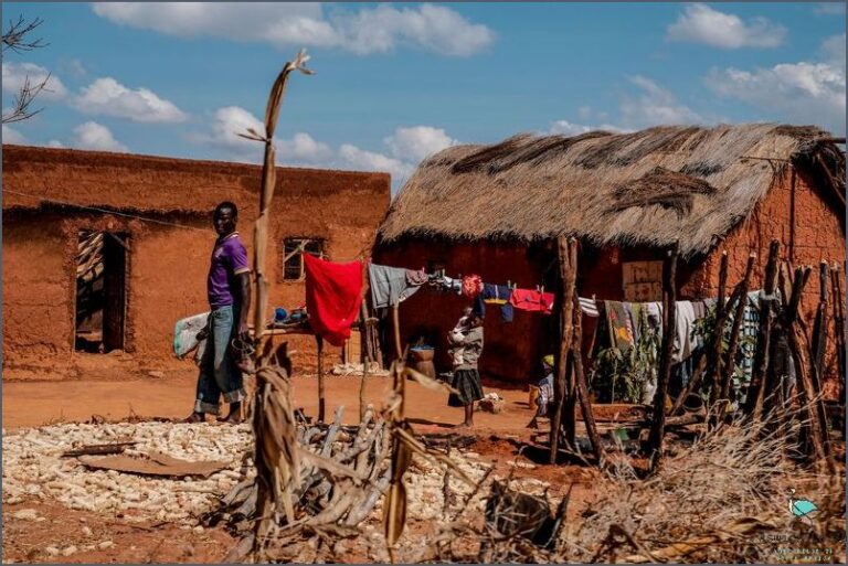 Casas simples com famílias desamparadas evidencia a pobreza rural no Brasil e no mundo
