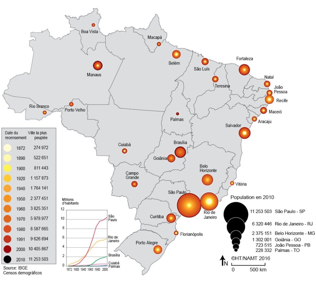 Localização das grandes cidades brasileiras