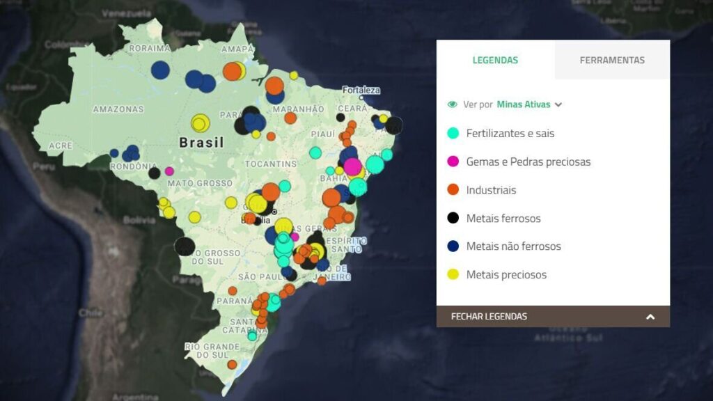 Localização das minas brasileiras
