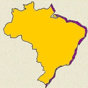 mapa das restingas no Brasil
