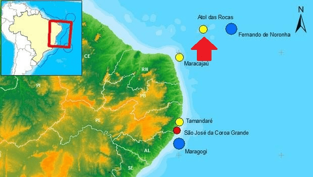 Mapa Parque Nacional Marinho do Atol das Rocas