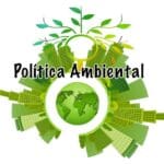 Desenho para representar as políticas públicas ambientais brasileiras, globo terrestre ao centro e várias edificações ao redor, em cima uma folhagem.