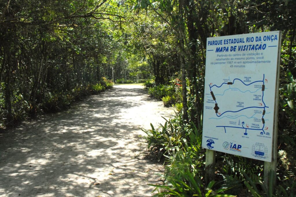 Mapa das trilhas no Parque Estadual Rio da Onça