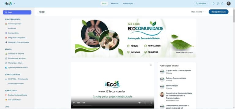 Tela da ecocomunidade - eco comunidade
