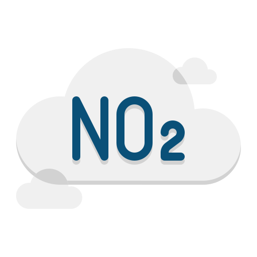 Uma nuvem com a escrita NO2, representando o dióxido de nitrogênio