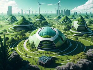 Imagem gerada por IA mostra um futuro verde e sustentável