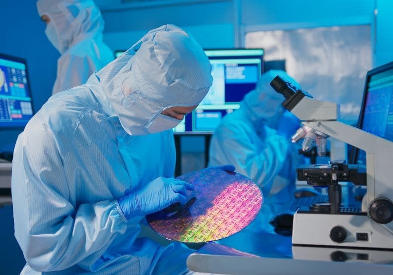 Cientista do Nanomundo em um laboratório analisando nanorresíduos