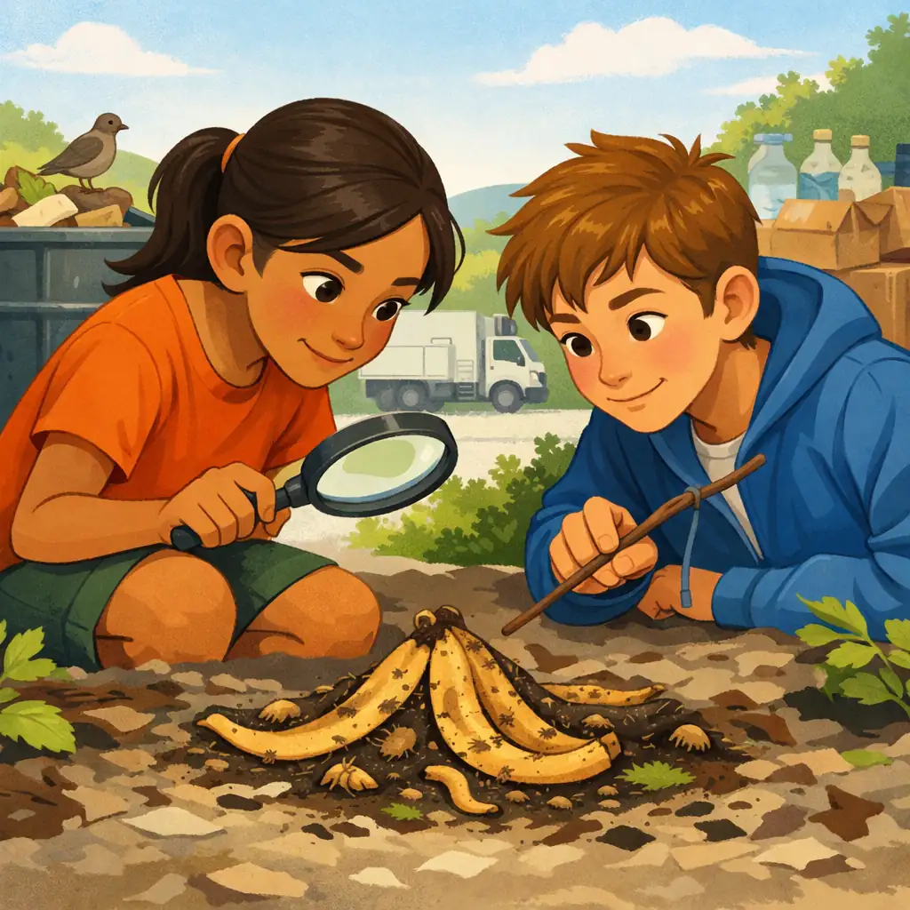 Estudantes de 11 a 12 anos em observação sobre: O que acontece com as coisas depois que a gente usa?